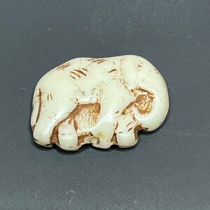 Vintage Czech Bohemian White Glass Elephant Charm Pendant1920's Neiger?